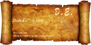 Dakó Elek névjegykártya
